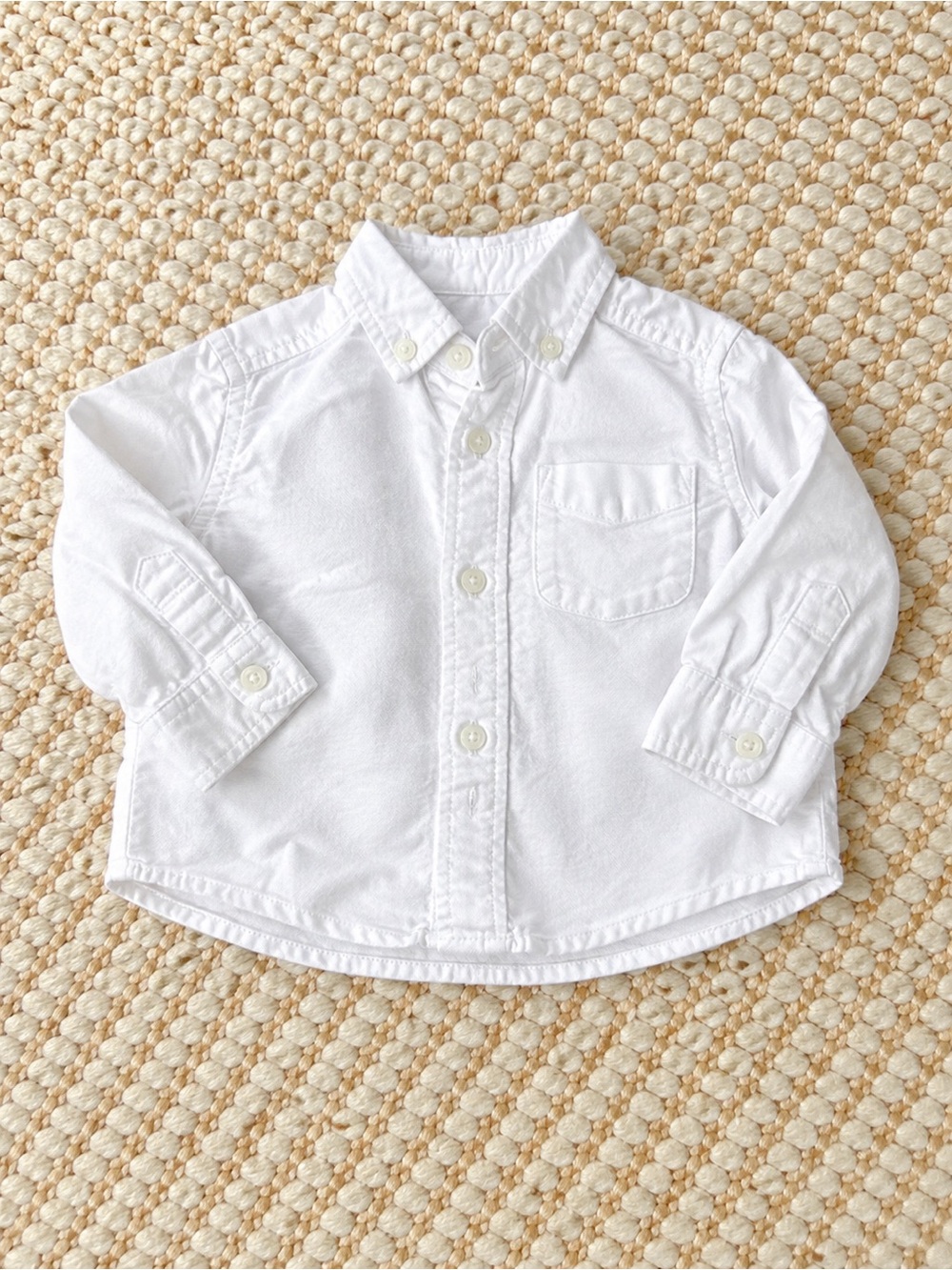 Baby Boys White Button-Down Shirt 12M | Classic Long Sleeve Dress Shirt